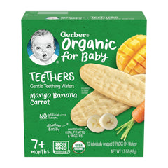 Gerber Organic Pure Rice Teething Biscuits Banana Carrot Mango Flavor 7m+ 48g