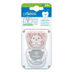 Dr. Brown's Prevent Printed Animal Faces Soother 0-6m 2p