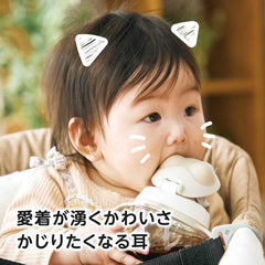 EDISONmama 動物杯摩卡學習杯帶吸管和耳朵 適合6個月以上 200毫升 米色