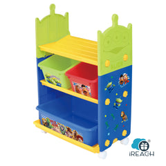 迪士尼玩具總動員三層造型收納架/鞋架 附有輪子日本製造