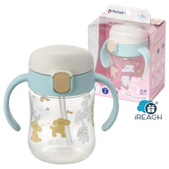 Richell Learning Cup with Straw Training Mug 200ml 5m+ Light Blue