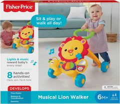 Fisher-Price Baby & Toddler Toy Musical Lion Walker Push Along with Lights Sounds & Developmental Activities for Ages 6+ Months
