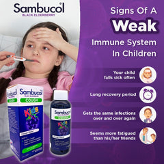 Sambucol Black Elderberry Kids Liquid Combines Cough Relief Ingredient Ivy Leaf 2y+ 120ml