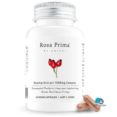 Unichi 玫瑰果精華美白丸保持皮膚彈性和滋養1500 mg 素食膠囊60粒 此日期前最佳:2026年6月