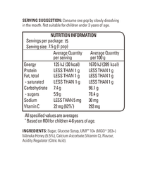 康維他棒棒糖麥盧卡蜂蜜維生素 C兒童舒緩UMF™ 10+ 3 種口味 15支裝