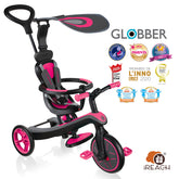 Globber 探索者4合1 三輪車轉平衡車 V3 紫紅色 10個月至5歲