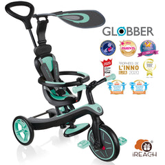 Globber 探索者4合1 三輪車轉平衡車 V3 薄荷綠色 10個月至5歲