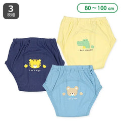 西松屋棉質3層訓練褲戒片學習褲(老虎、熊、鱷魚)3枚組