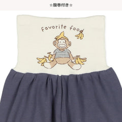 ElFinDoll Baby Nightgown Organic Cotton Front Opening Long-Sleeve Pajamas with Belly Band 4 Seasons Monkey Banana