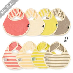 西松屋嬰兒可翻轉式毛巾口水肩圍兜套裝-純色與條紋 7件裝