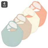 西松屋棉質嬰兒圍兜可調式領部風格 素色4件裝