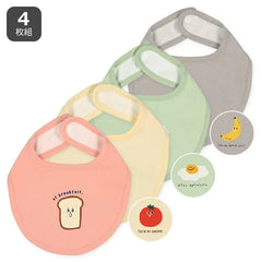 西松屋嬰兒圍兜口水肩-早餐主題 4件裝