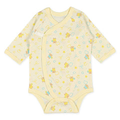 西松屋嬰兒彈力長袖連體衣包屁衣純棉內衣 綿100%繪畫小熊 2枚組