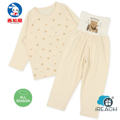 西松屋包肚褲長袖連身睡衣套裝四季款 旅行小熊