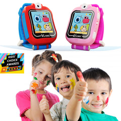 ICore兒童智能手錶自拍相機、電子遊戲、鬧鐘、計算器 適合4-12歲的生日和聖誕禮物(紅藍)