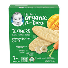 Gerber  Organic Pure Rice Teething Biscuits Banana Carrot Mango Flavor 7m+ 48g