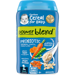 Gerber PowerBlend Probiotic Cereal Oatmeal Lentil Carrot Pea Baby Cereal 227g 6m-36m