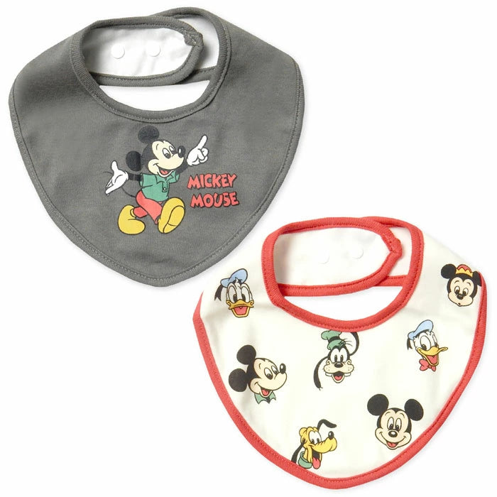 迪士尼嬰兒用餐圍裙圍兜口水肩-米奇 2件套