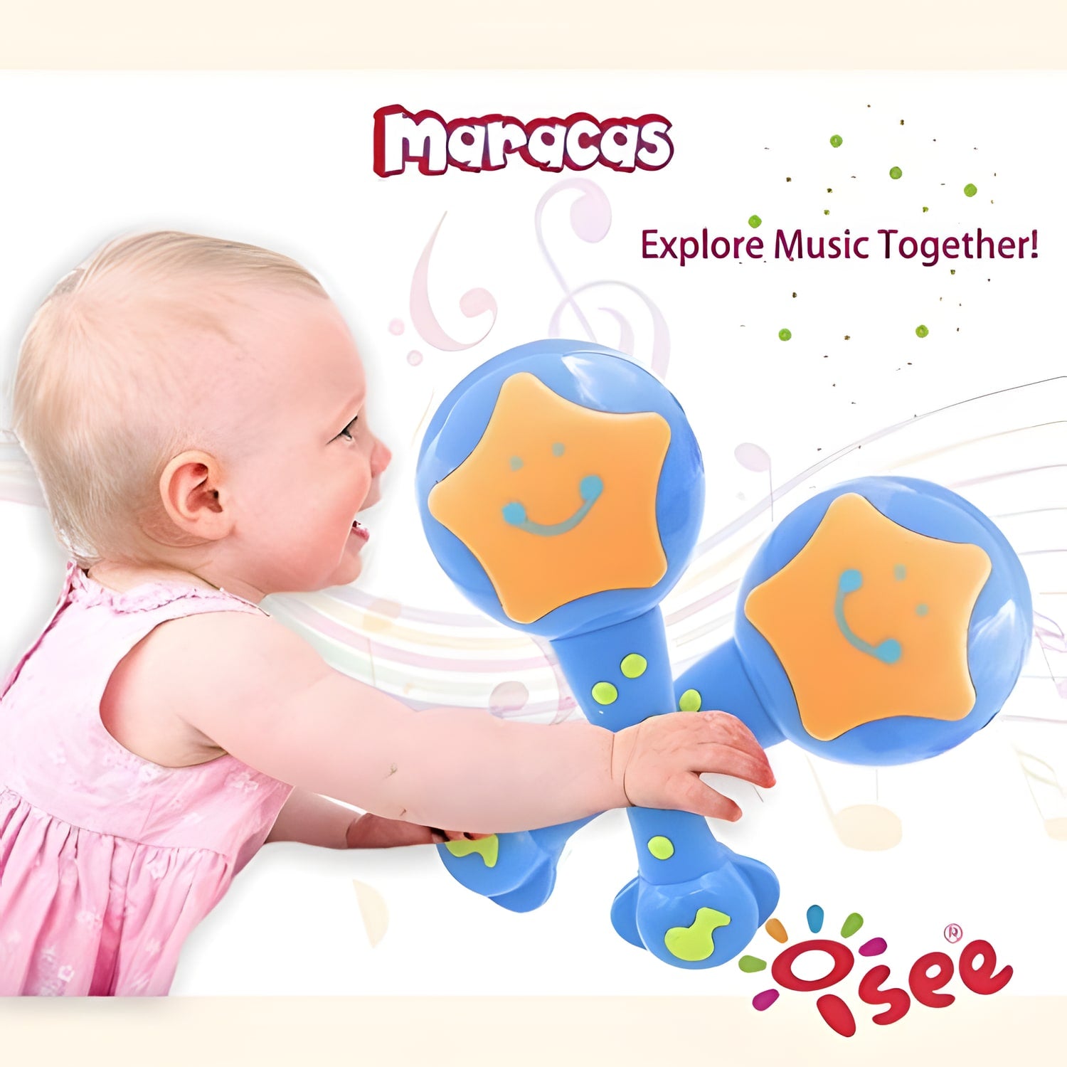ISEE嬰兒玩具，幼兒學習音樂樂器，學齡前兒童音樂玩具，針對寶寶男孩女孩的兒童教育鼓和打擊樂器 6m+
