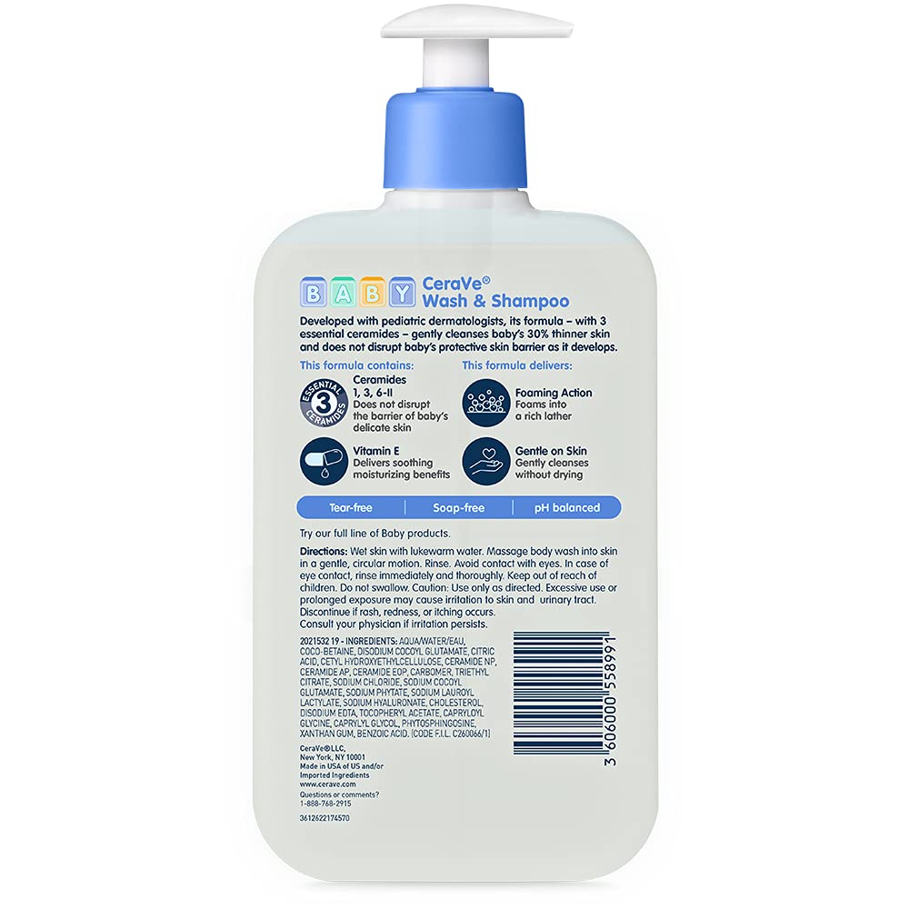 CeraVe 嬰兒2合1不刺激洗髮沐浴露添加維生素E適用敏感肌膚 超值裝 473ml
