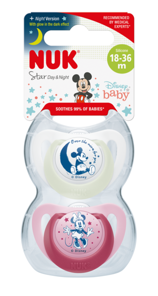 NUK Star Baby Dummy BPA-Free Silicone Soothers Mick Mouse 2 Count