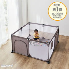 西松屋軟式嬰兒遊戲圍欄方形184x184x66cm 5個月至3歲 銀灰色