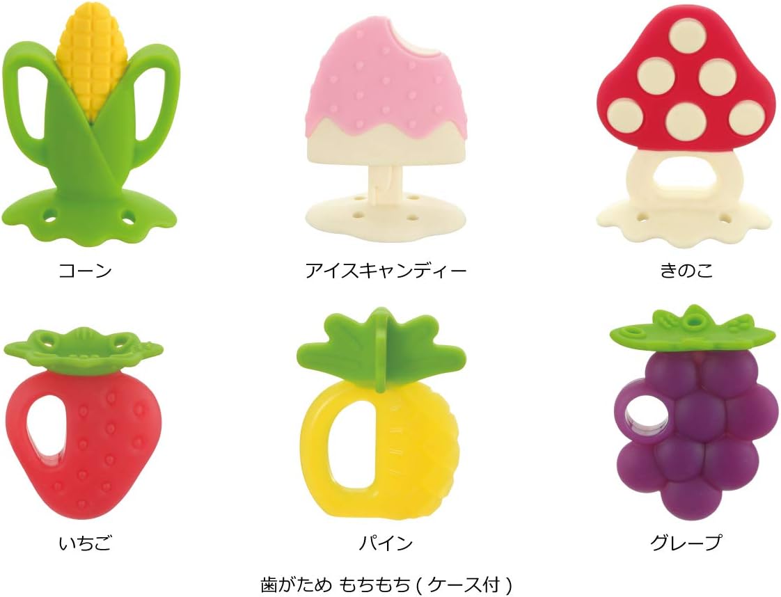 Richell Teethers Chewy Mushroom with Case 3m+