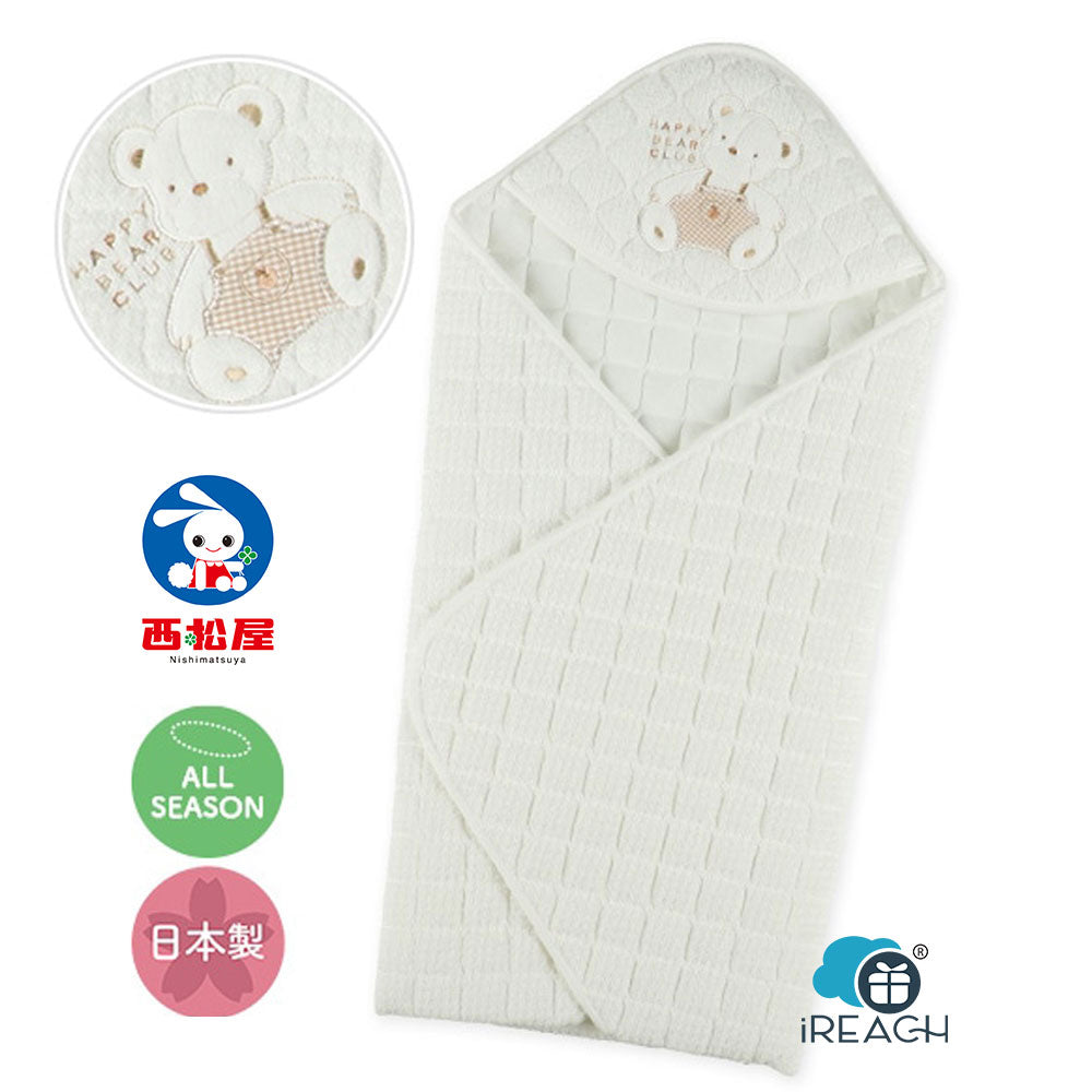 西松屋嬰兒棉質四季包被包巾日本製造 80x80cm 熊圖案