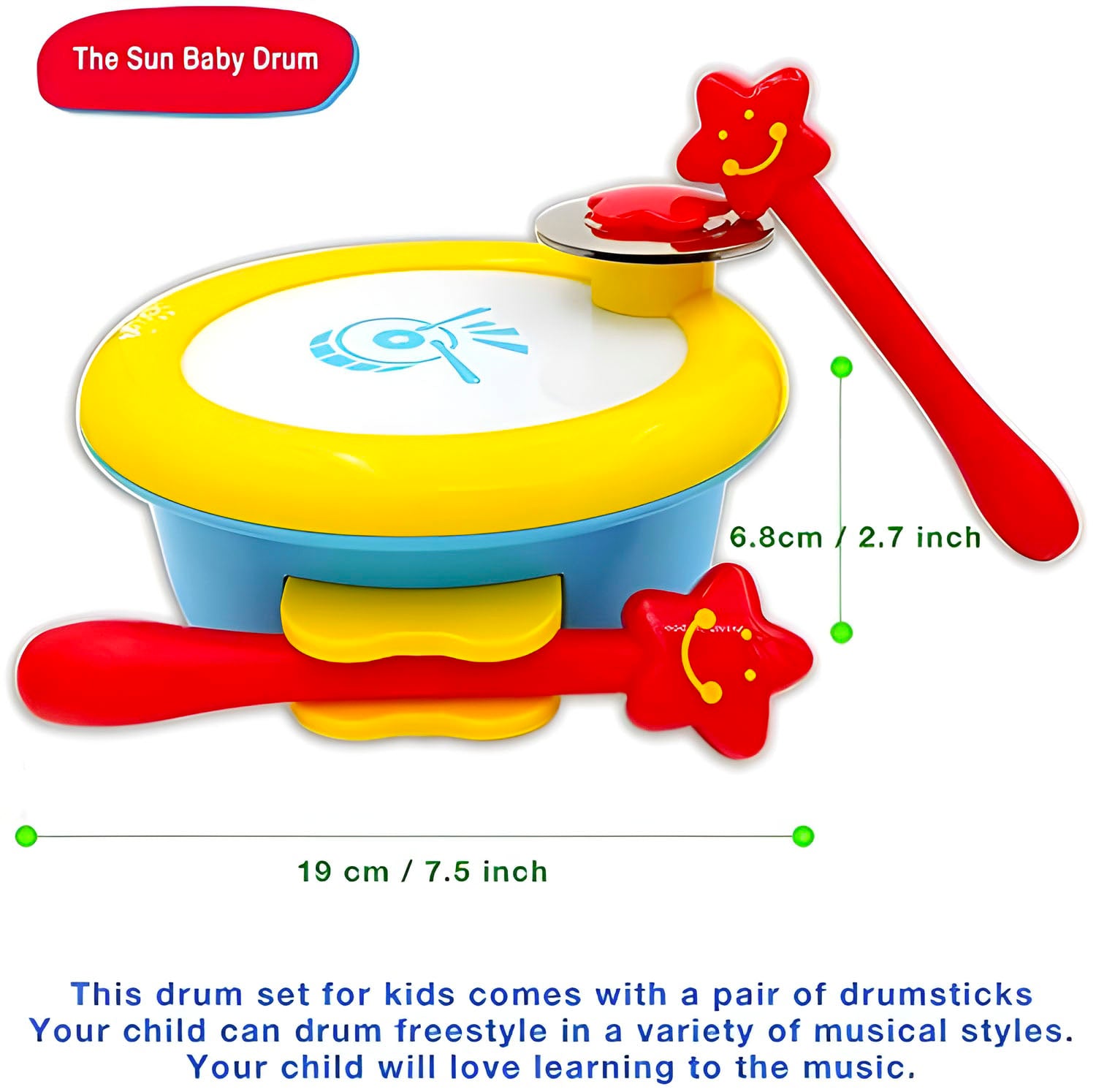 ISEE 嬰兒玩具幼兒音樂玩具男女孩教育玩具兒童鼓套裝音樂兒童學習玩具 1.5Y+