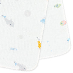 ElFinDoll Baby Gauze Bath Towel + Handkerchief 10p Set Marine Creatures