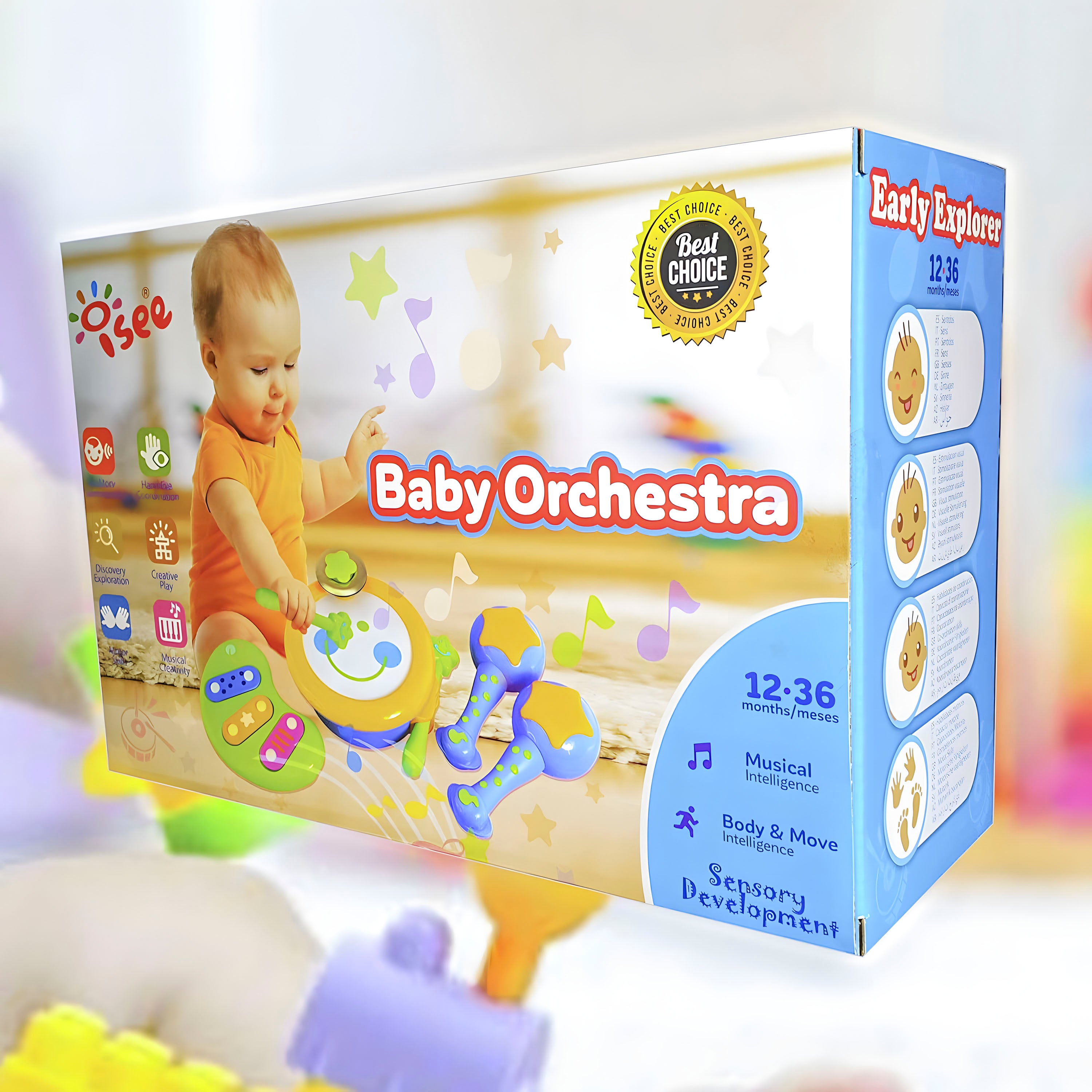 ISEE嬰兒玩具，幼兒學習音樂樂器，學齡前兒童音樂玩具，針對寶寶男孩女孩的兒童教育鼓和打擊樂器 12-36m