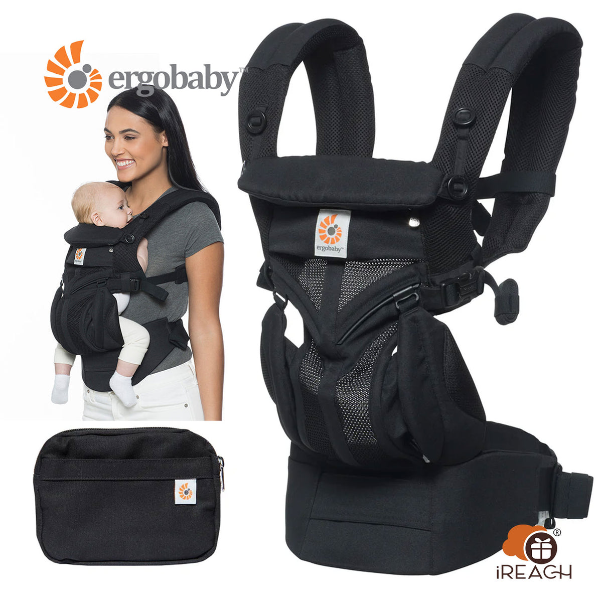 Ergobaby Omni 360 Cool Air Mesh Baby Carrier - Pearl Grey Authorized Goods