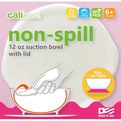 CaliBowl Suction Bowl with Lid 12oz Pink