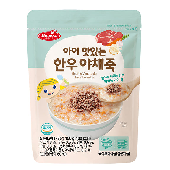 Bebest Delicious Beef and Vegetable Porridge for Kids 150g 8M+ Made in Korea