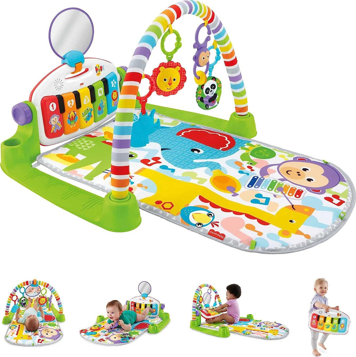 Fisher-Price Baby Playmat Deluxe Kick & Play Piano Gym with Musical Toy Lights & Smart Stages Learning Content for Newborn To Toddler