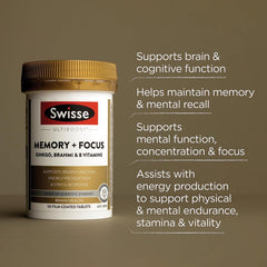 Swisse 穩健記憶專注腦功能與壓力反應支援 50片