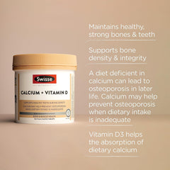 Swisse Ultiboost Calcium + Vitamin D  Supports Healthy Teeth & Bone Density  150 Tablets