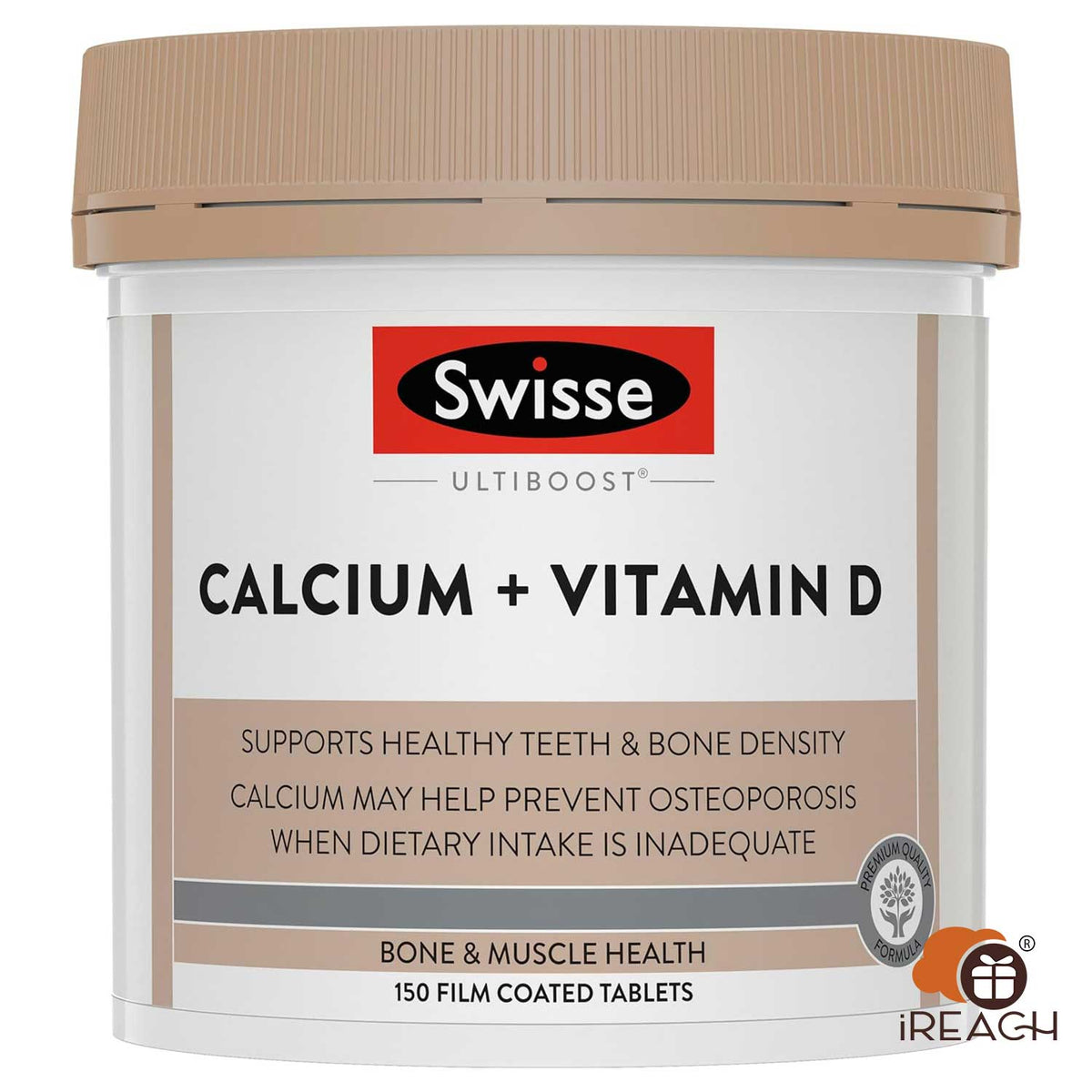 Swisse Ultiboost Calcium + Vitamin D  Supports Healthy Teeth & Bone Density  150 Tablets