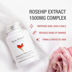 Unichi Rosa Prima Rosehip Extract 1500mg Vegetarian Complex 60 capsules Use By: JUN 2026