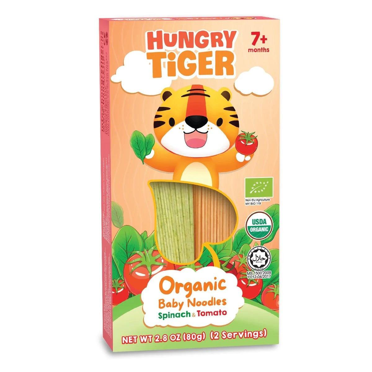Hungry Tiger 有機嬰兒麵條菠菜番茄口味 80克 適用7個月以上