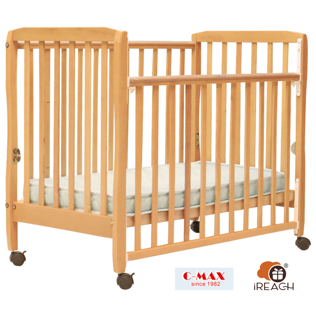 C-MAX Baby Cot Made From Natural Wood L112 X W62 X H92cm No.108
