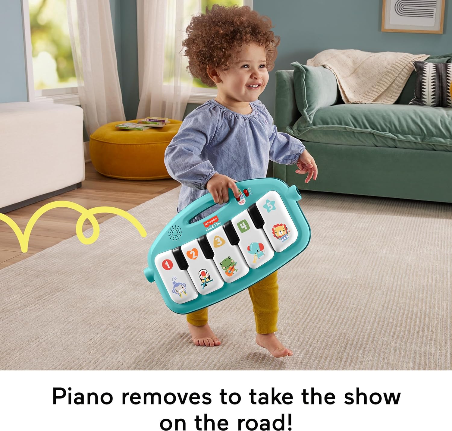 Fisher-Price Baby Activity Mat Grow Kick & Play Piano Gym Portable Musical Toy with Smart Stages Learning Ages 0+ Months