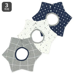 西松屋嬰兒旋轉式風格口水肩套裝-組格子星星 3件裝