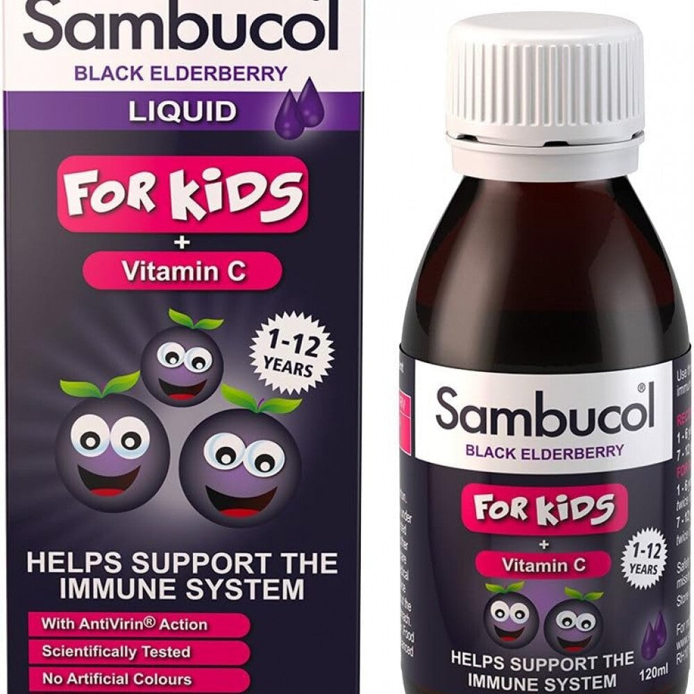 Sambucol 兒童專用黑接骨木補充維生素C糖漿 120毫升 2Y+ 此日期前最佳：2026年03月