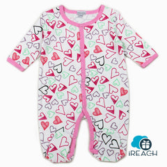 ISEE Bodysuit Pure Cotton Baby Long-Sleeved Pink Heart Comfortable for All Seasons