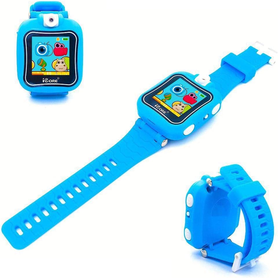 iCore兒童智能手錶自拍相機、電子遊戲、鬧鐘、計算器 適合4-12歲的生日和聖誕禮物（藍色）